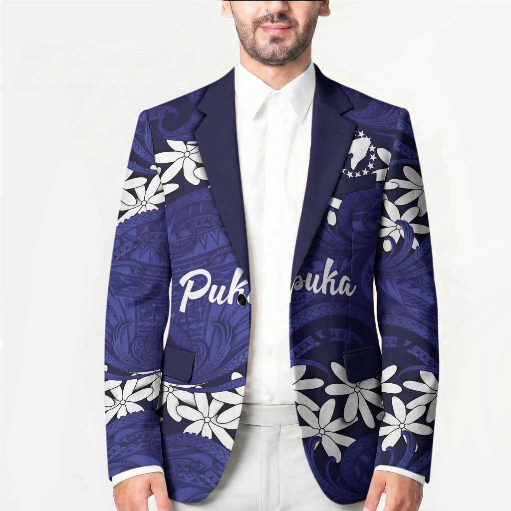 Personalised Cook Islands Pukapuka Blazer Tiare Maori Polynesian Waves Tattoo