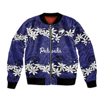 Personalised Cook Islands Pukapuka Bomber Jacket Tiare Maori Polynesian Waves Tattoo