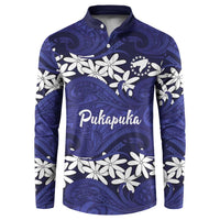 Personalised Cook Islands Pukapuka Button Sweatshirt Tiare Maori Polynesian Waves Tattoo