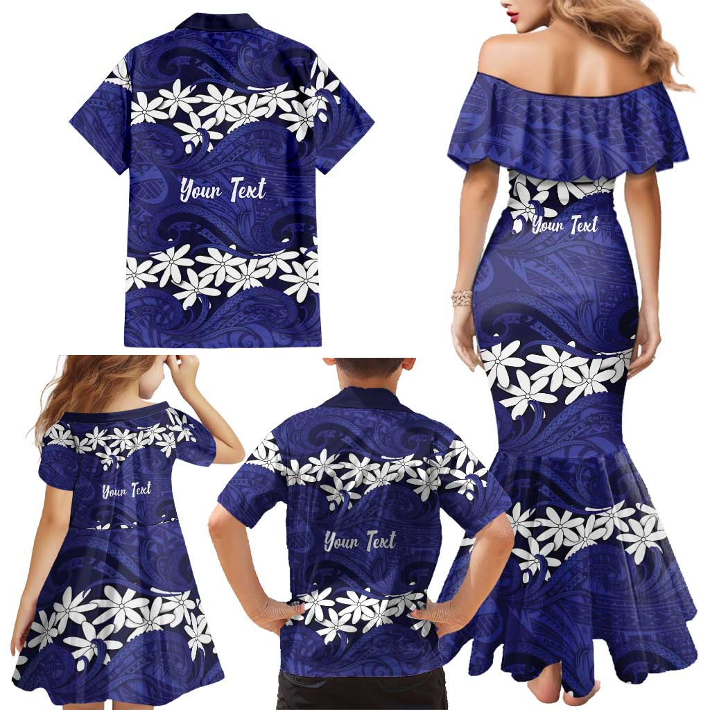 Personalised Cook Islands Pukapuka Family Matching Mermaid Dress and Hawaiian Shirt Tiare Maori Polynesian Waves Tattoo LT14 - Polynesian Pride