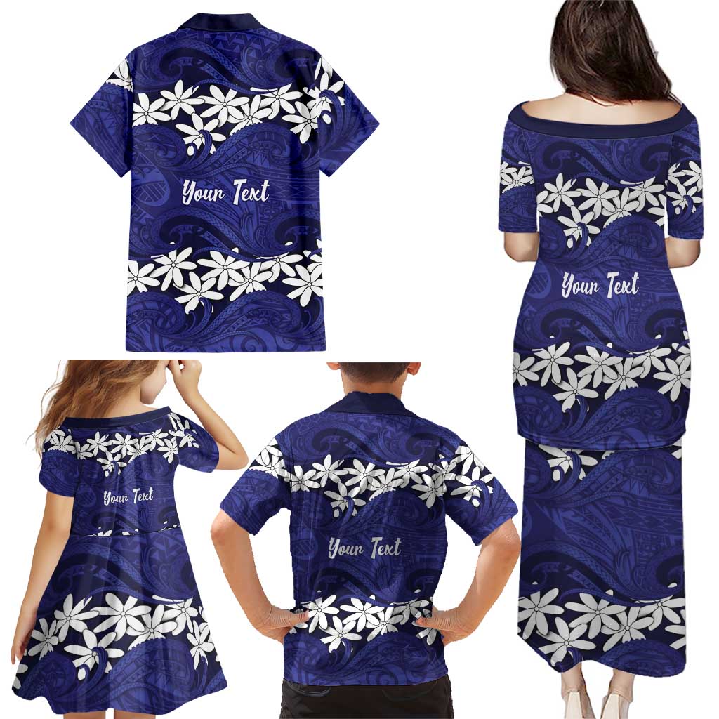 Personalised Cook Islands Pukapuka Family Matching Puletasi and Hawaiian Shirt Tiare Maori Polynesian Waves Tattoo LT14 - Polynesian Pride