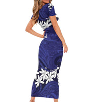 Personalised Cook Islands Pukapuka Family Matching Short Sleeve Bodycon Dress and Hawaiian Shirt Tiare Maori Polynesian Waves Tattoo LT14 - Polynesian Pride
