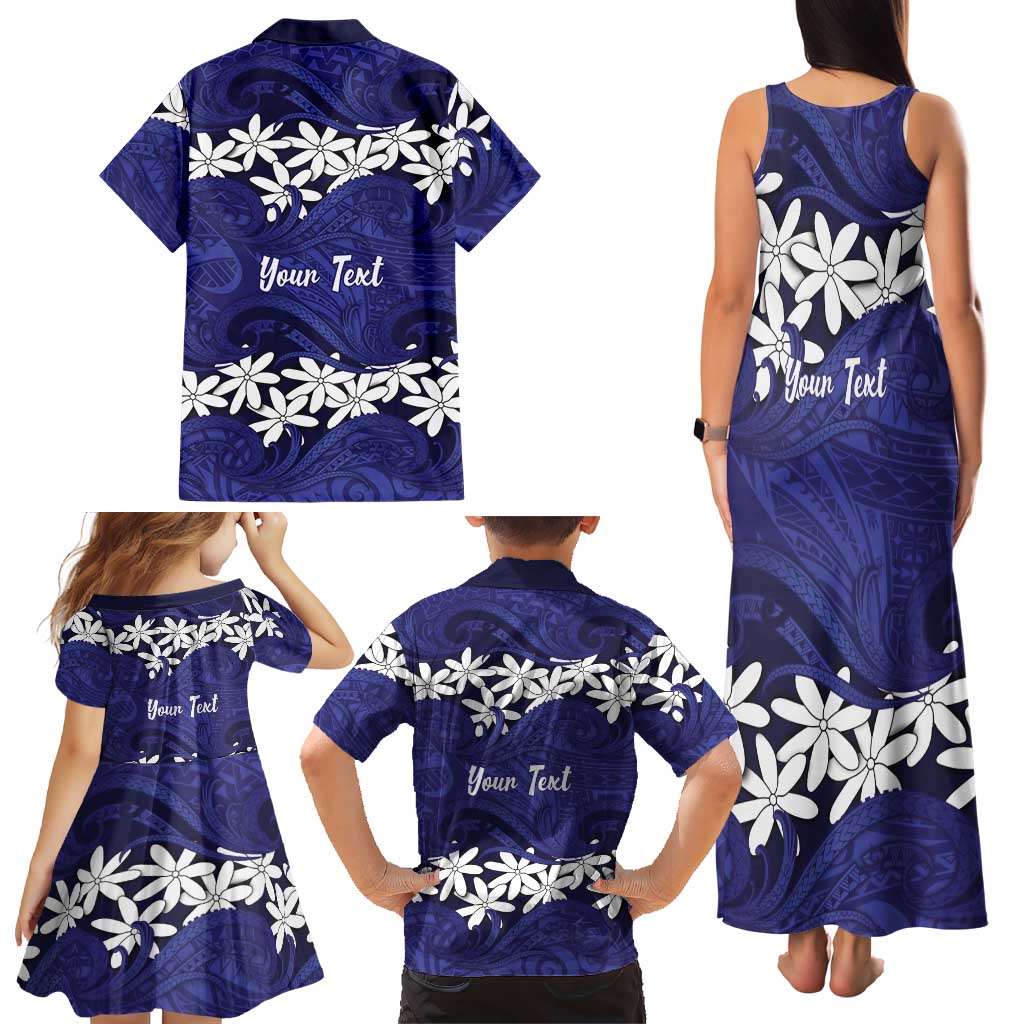 Personalised Cook Islands Pukapuka Family Matching Tank Maxi Dress and Hawaiian Shirt Tiare Maori Polynesian Waves Tattoo LT14 - Polynesian Pride