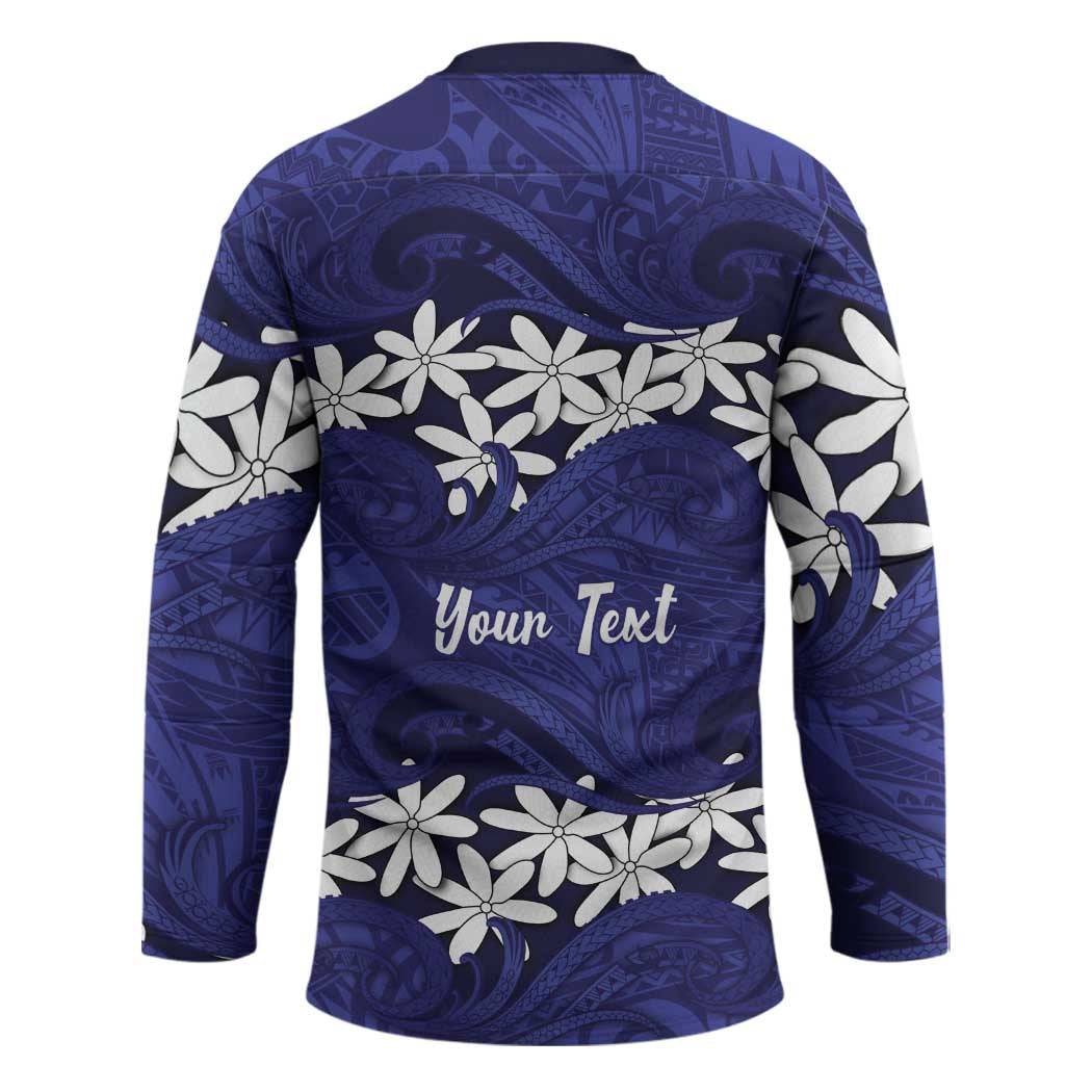 Personalised Cook Islands Pukapuka Hockey Jersey Tiare Maori Polynesian Waves Tattoo LT14 - Polynesian Pride