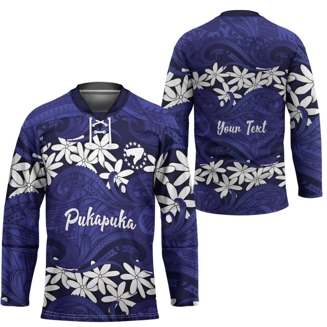 Personalised Cook Islands Pukapuka Hockey Jersey Tiare Maori Polynesian Waves Tattoo LT14 - Polynesian Pride
