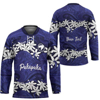 Personalised Cook Islands Pukapuka Hockey Jersey Tiare Maori Polynesian Waves Tattoo LT14 - Polynesian Pride