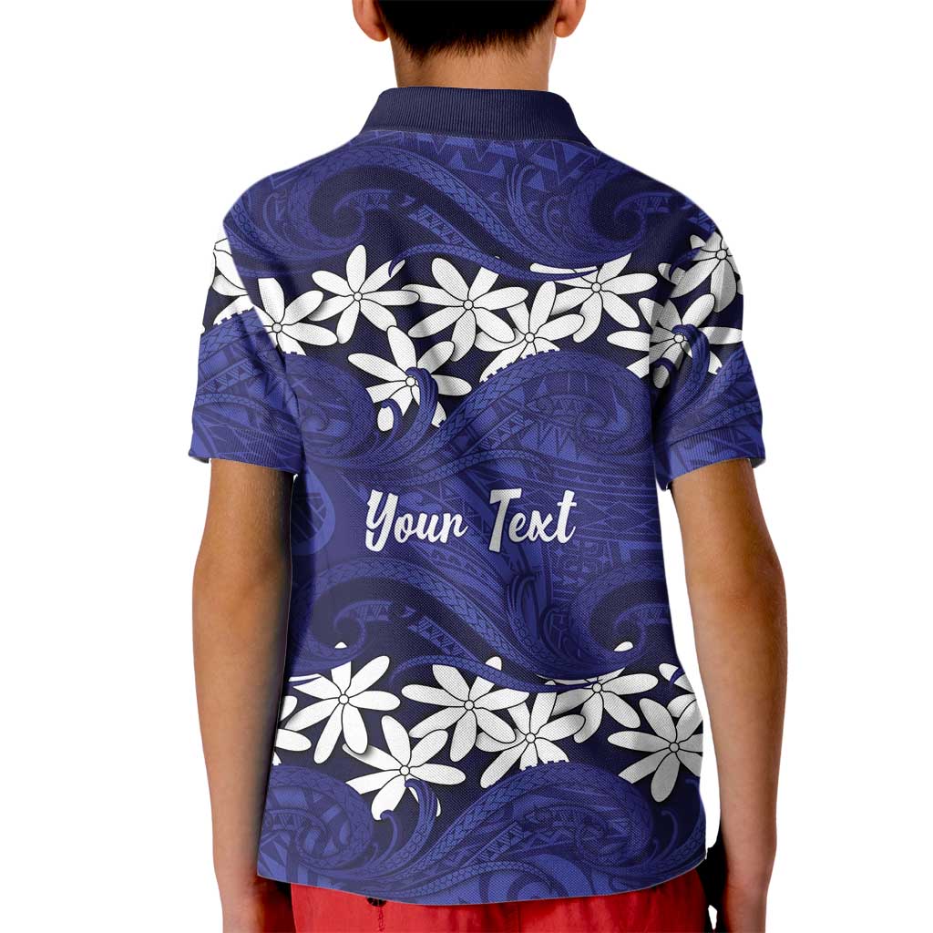Personalised Cook Islands Pukapuka Kid Polo Shirt Tiare Maori Polynesian Waves Tattoo