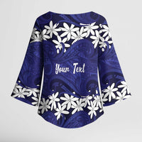 Personalised Cook Islands Pukapuka Kimono Sleeve Blouse Tiare Maori Polynesian Waves Tattoo LT14 - Polynesian Pride