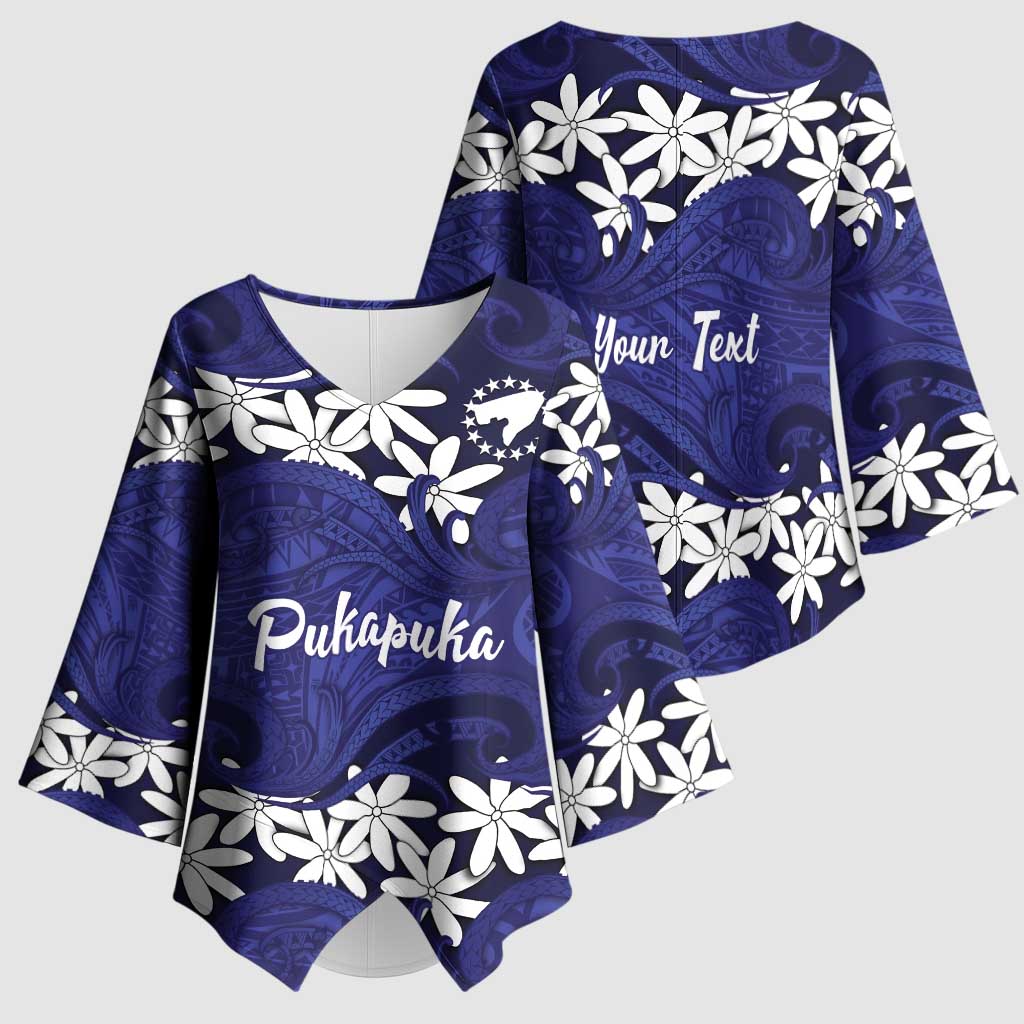 Personalised Cook Islands Pukapuka Kimono Sleeve Blouse Tiare Maori Polynesian Waves Tattoo LT14 - Polynesian Pride
