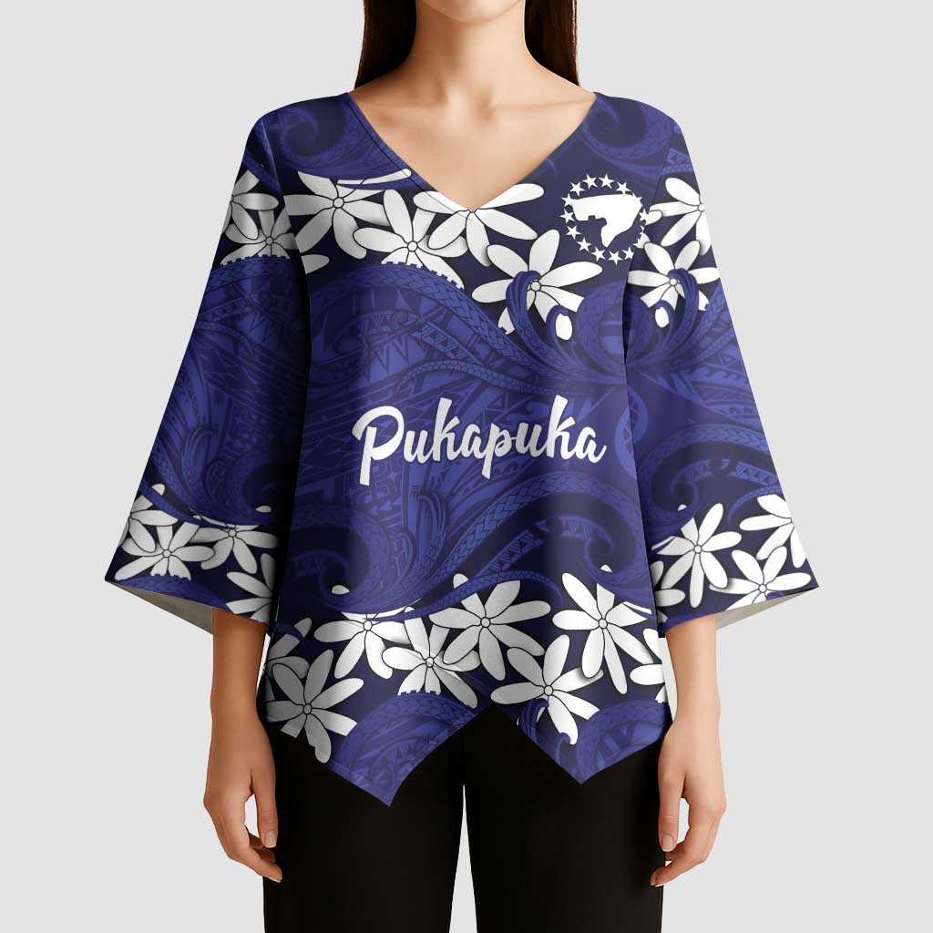 Personalised Cook Islands Pukapuka Kimono Sleeve Blouse Tiare Maori Polynesian Waves Tattoo LT14 - Polynesian Pride
