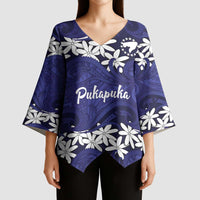 Personalised Cook Islands Pukapuka Kimono Sleeve Blouse Tiare Maori Polynesian Waves Tattoo LT14 - Polynesian Pride