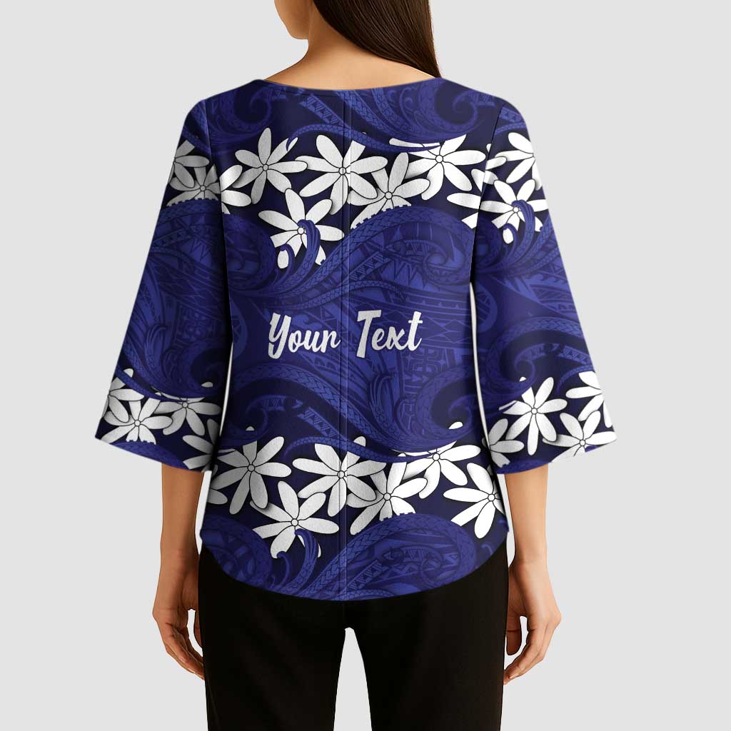 Personalised Cook Islands Pukapuka Kimono Sleeve Blouse Tiare Maori Polynesian Waves Tattoo LT14 - Polynesian Pride