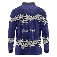Personalised Cook Islands Pukapuka Long Sleeve Polo Shirt Tiare Maori Polynesian Waves Tattoo
