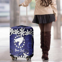 Personalised Cook Islands Pukapuka Luggage Cover Tiare Maori Polynesian Waves Tattoo