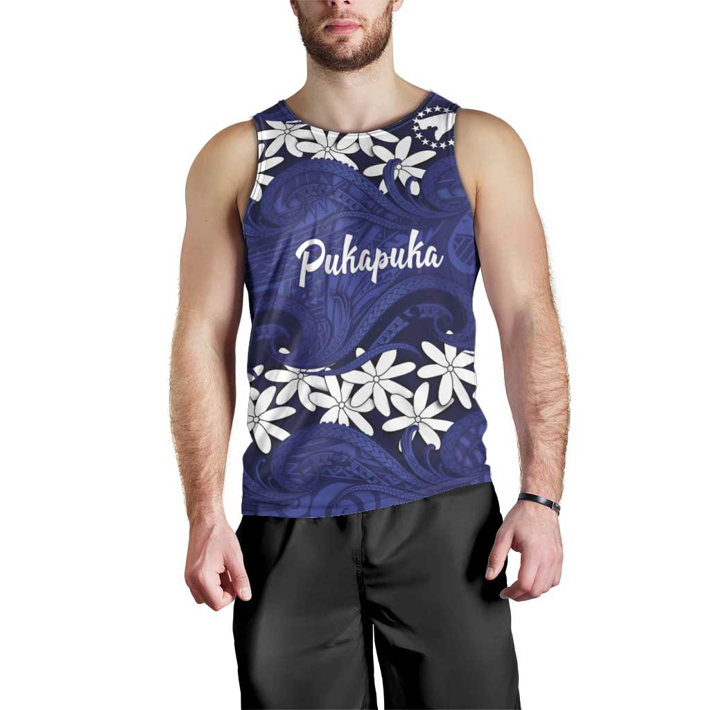 Personalised Cook Islands Pukapuka Men Tank Top Tiare Maori Polynesian Waves Tattoo