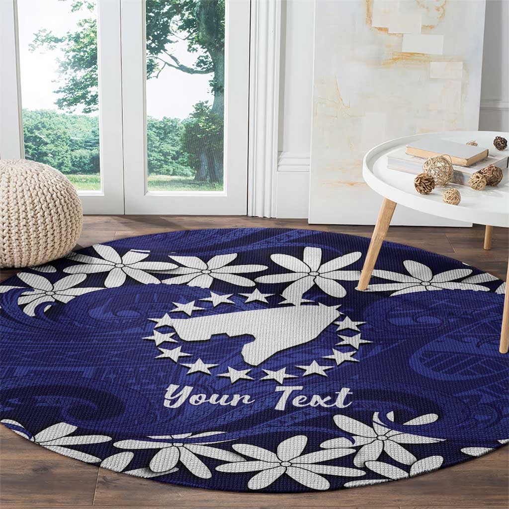Personalised Cook Islands Pukapuka Round Carpet Tiare Maori Polynesian Waves Tattoo
