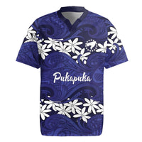 Personalised Cook Islands Pukapuka Rugby Jersey Tiare Maori Polynesian Waves Tattoo