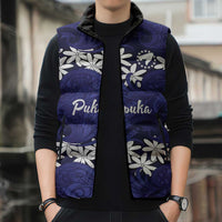 Personalised Cook Islands Pukapuka Sleeveless Puffer Jacket Tiare Maori Polynesian Waves Tattoo