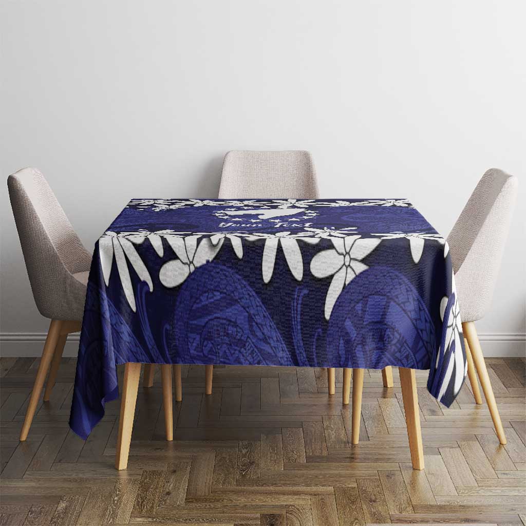 Personalised Cook Islands Pukapuka Tablecloth Tiare Maori Polynesian Waves Tattoo