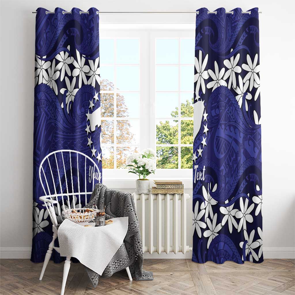 Personalised Cook Islands Pukapuka Window Curtain Tiare Maori Polynesian Waves Tattoo