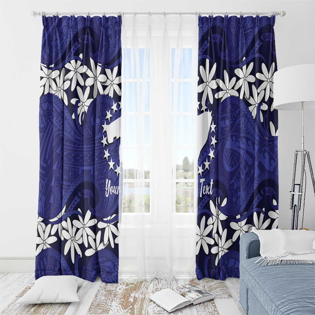 Personalised Cook Islands Pukapuka Window Curtain Tiare Maori Polynesian Waves Tattoo