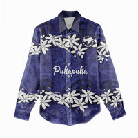 Personalised Cook Islands Pukapuka Women Casual Shirt Tiare Maori Polynesian Waves Tattoo LT14 - Polynesian Pride