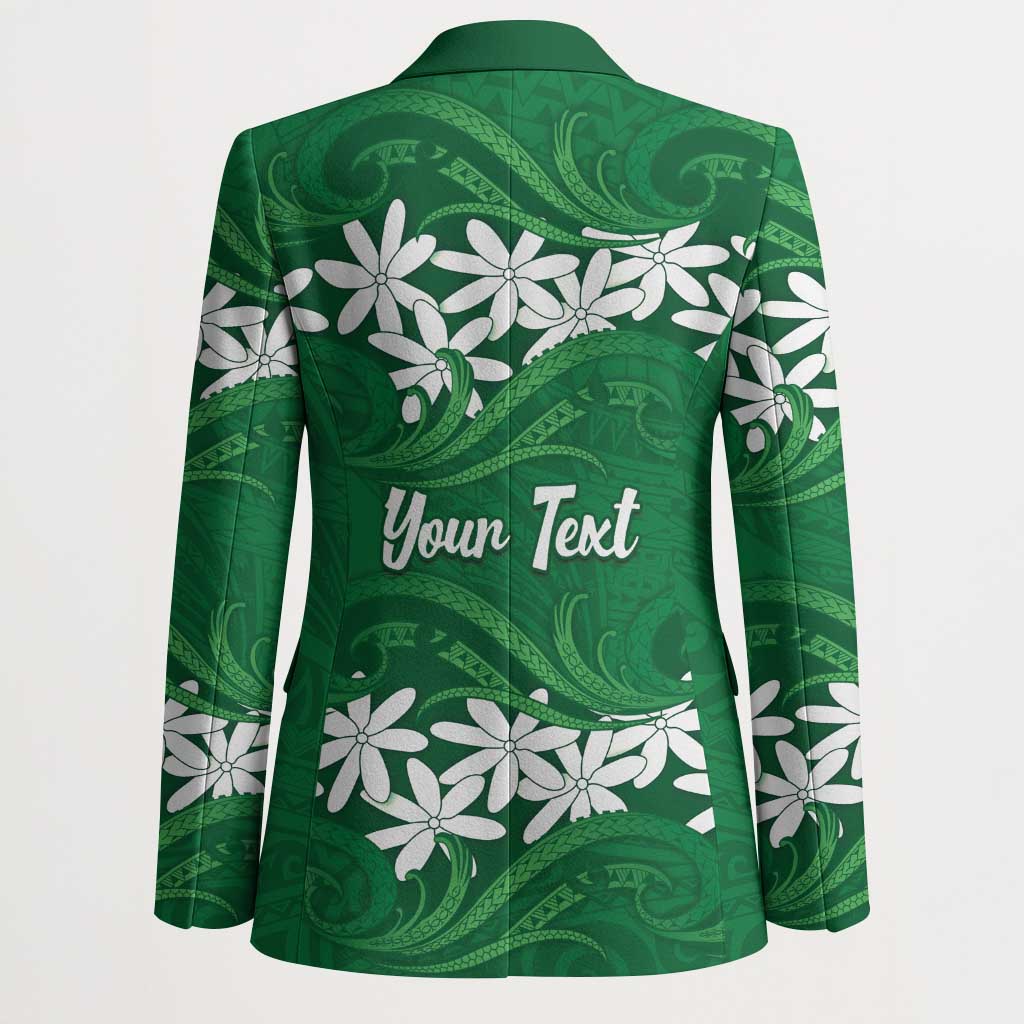 Personalised Cook Islands Rarotonga Blazer Tiare Maori Polynesian Waves Tattoo