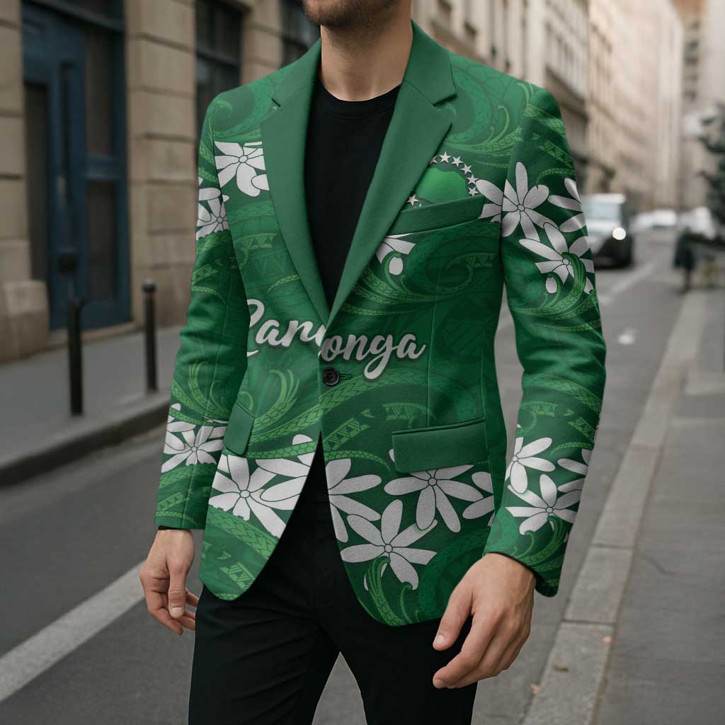 Personalised Cook Islands Rarotonga Blazer Tiare Maori Polynesian Waves Tattoo