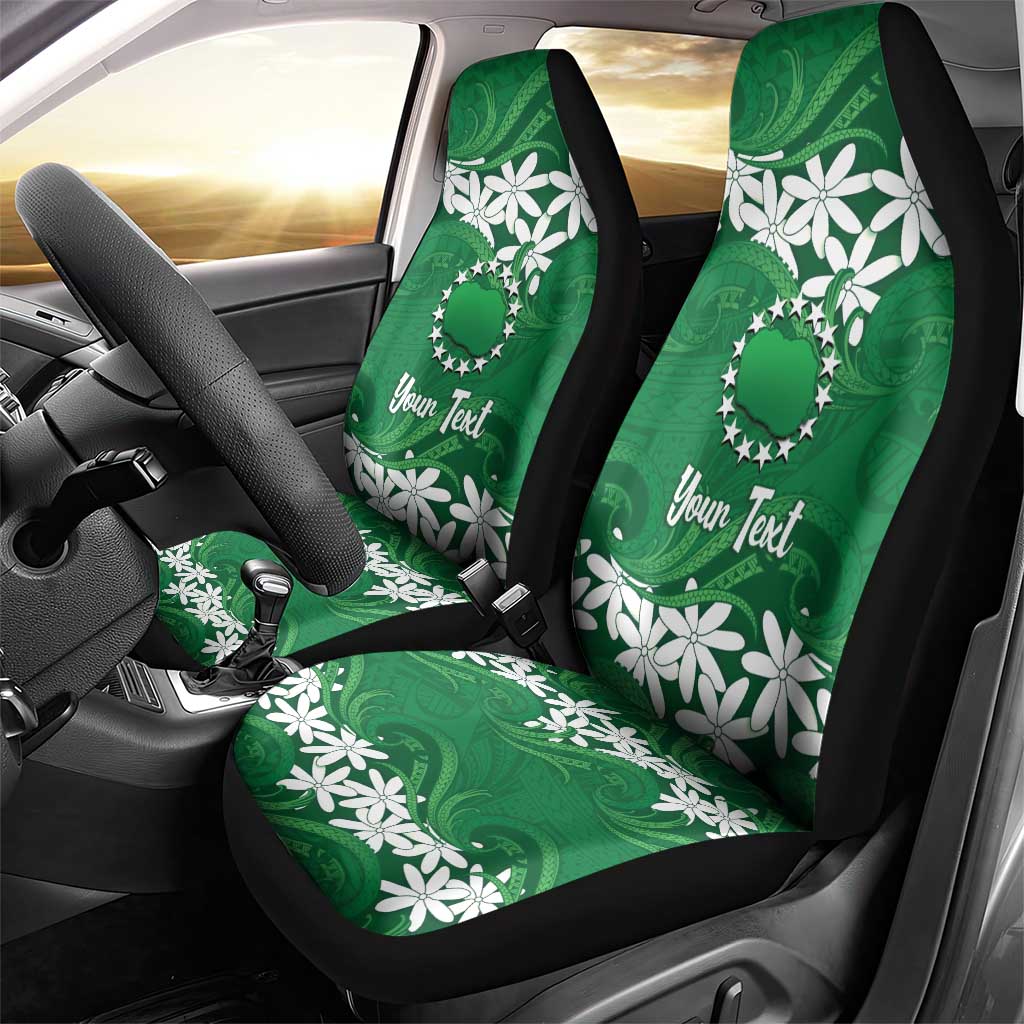Personalised Cook Islands Rarotonga Car Seat Cover Tiare Maori Polynesian Waves Tattoo