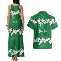 Personalised Cook Islands Rarotonga Couples Matching Tank Maxi Dress and Hawaiian Shirt Tiare Maori Polynesian Waves Tattoo LT14 - Polynesian Pride