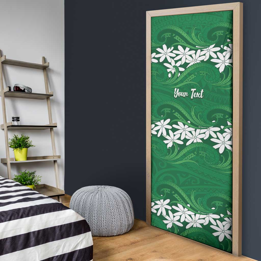 Personalised Cook Islands Rarotonga Door Cover Tiare Maori Polynesian Waves Tattoo