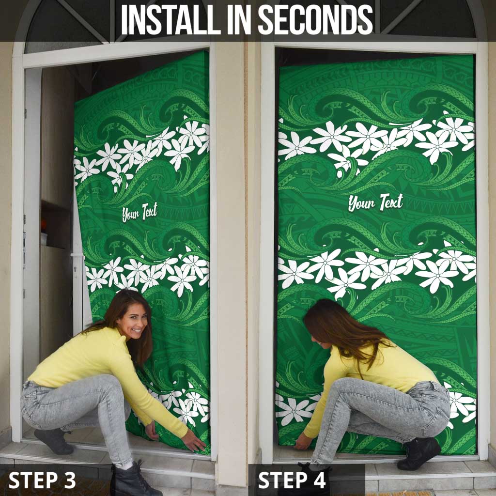 Personalised Cook Islands Rarotonga Door Cover Tiare Maori Polynesian Waves Tattoo