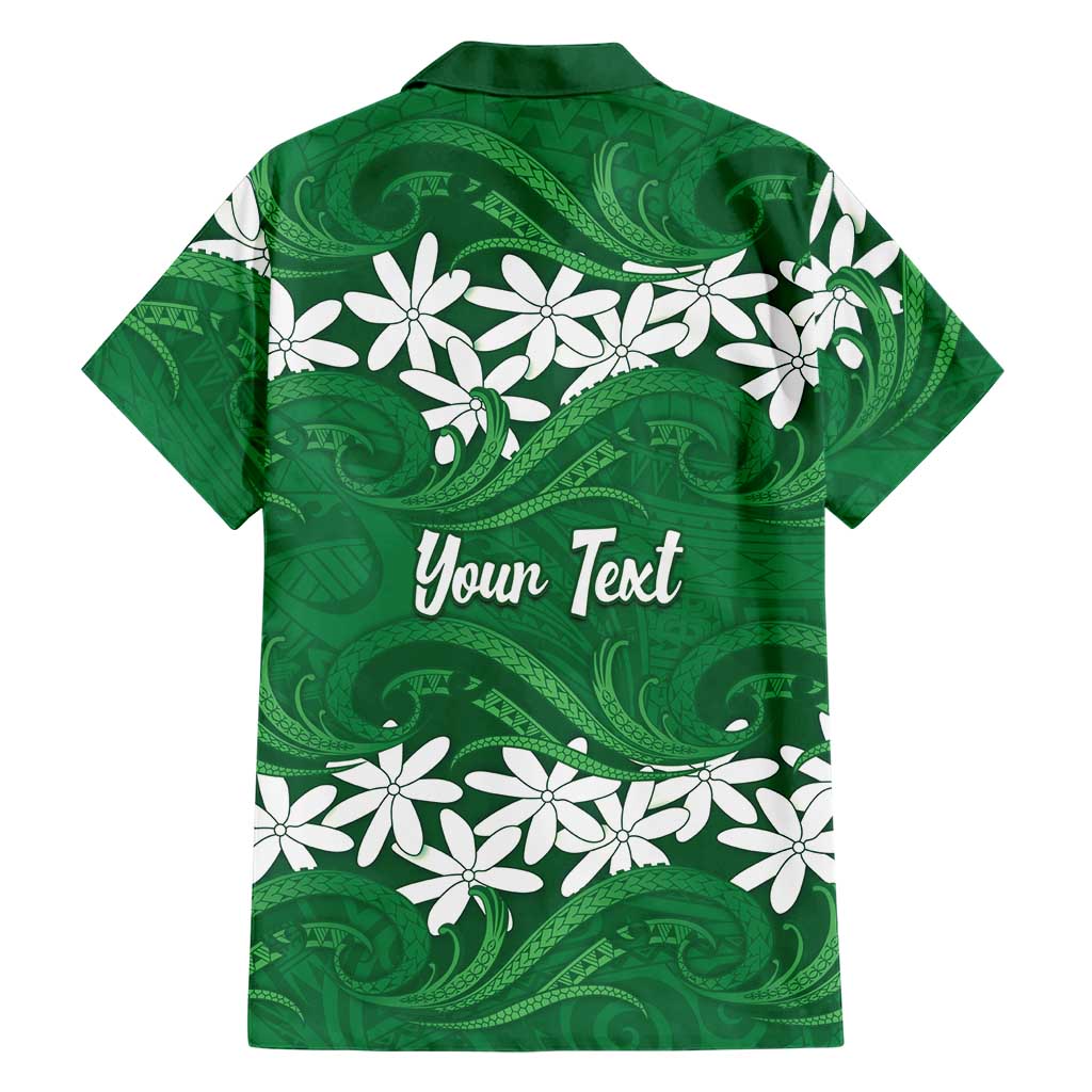 Personalised Cook Islands Rarotonga Family Matching Off The Shoulder Long Sleeve Dress and Hawaiian Shirt Tiare Maori Polynesian Waves Tattoo LT14 - Polynesian Pride