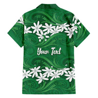 Personalised Cook Islands Rarotonga Family Matching Off Shoulder Short Dress and Hawaiian Shirt Tiare Maori Polynesian Waves Tattoo LT14 - Polynesian Pride