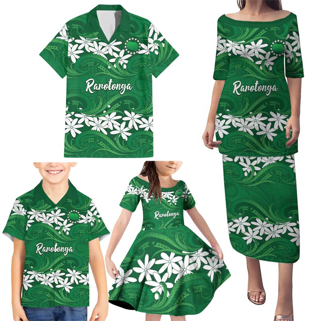 Personalised Cook Islands Rarotonga Family Matching Puletasi and Hawaiian Shirt Tiare Maori Polynesian Waves Tattoo LT14 - Polynesian Pride