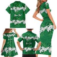 Personalised Cook Islands Rarotonga Family Matching Short Sleeve Bodycon Dress and Hawaiian Shirt Tiare Maori Polynesian Waves Tattoo LT14 - Polynesian Pride