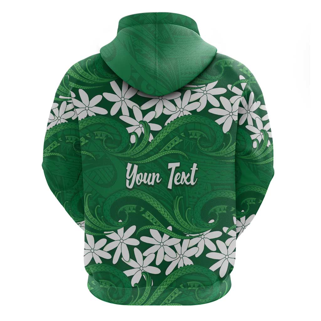 Personalised Cook Islands Rarotonga Hoodie Tiare Maori Polynesian Waves Tattoo