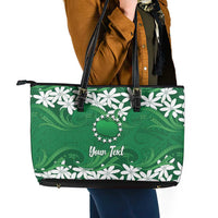 Personalised Cook Islands Rarotonga Leather Tote Bag Tiare Maori Polynesian Waves Tattoo