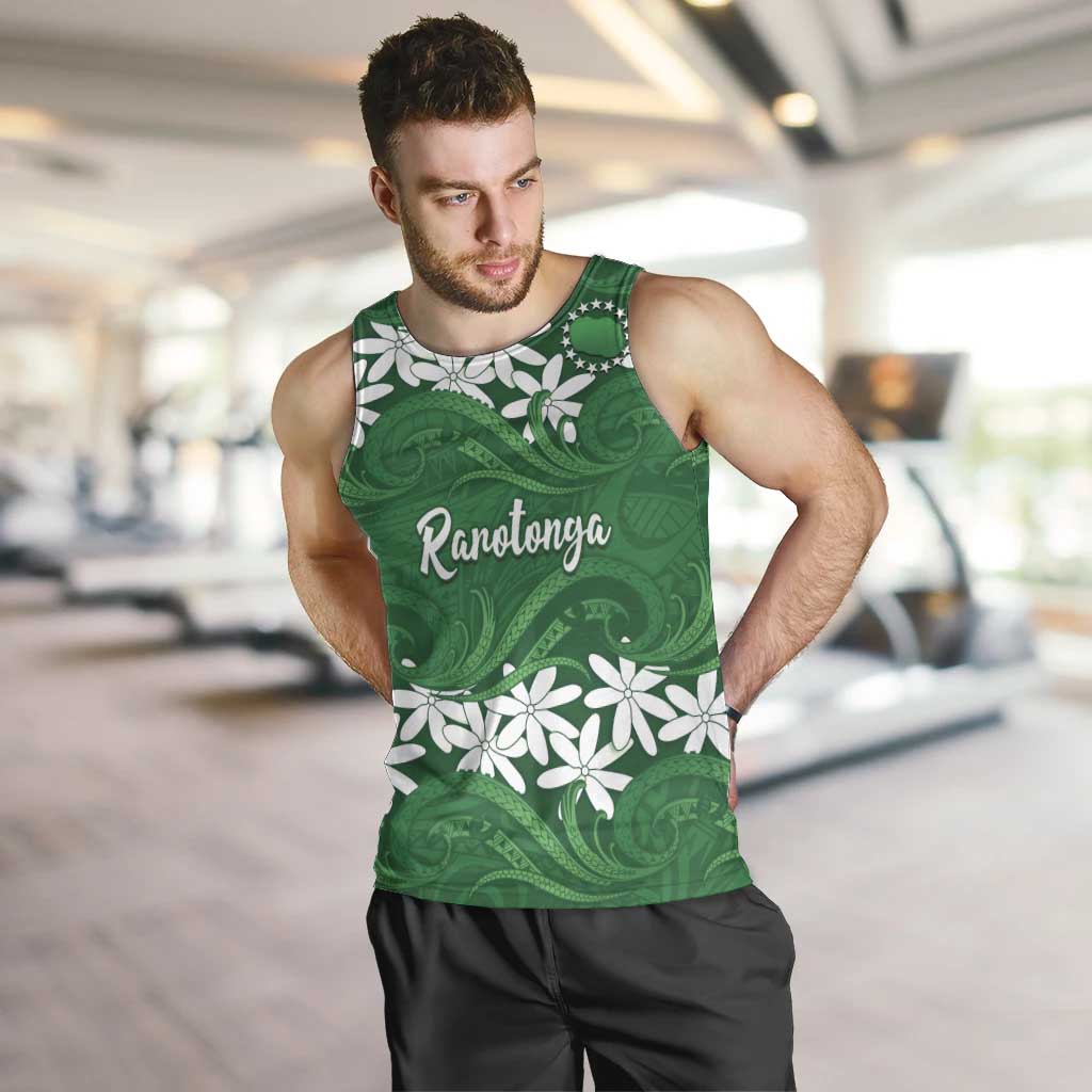 Personalised Cook Islands Rarotonga Men Tank Top Tiare Maori Polynesian Waves Tattoo