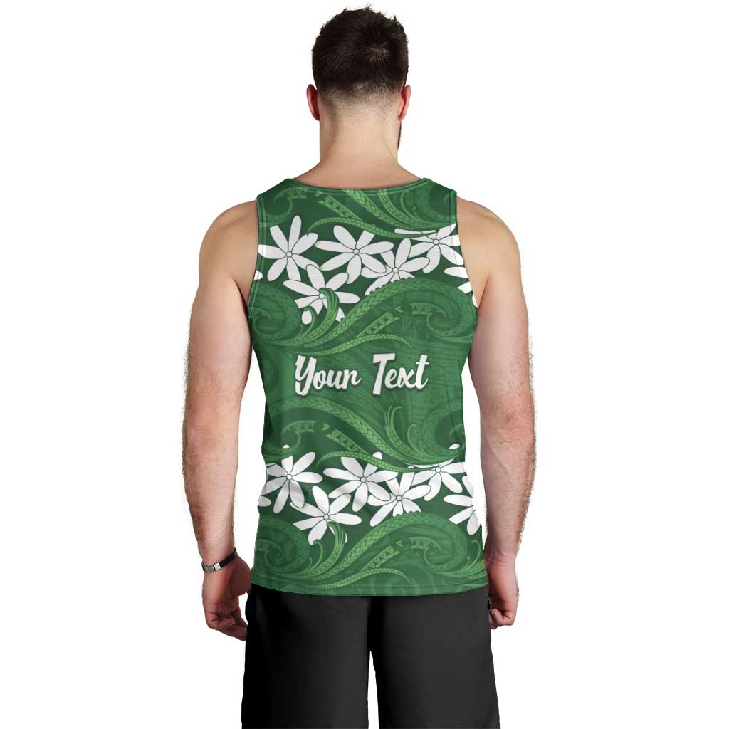 Personalised Cook Islands Rarotonga Men Tank Top Tiare Maori Polynesian Waves Tattoo
