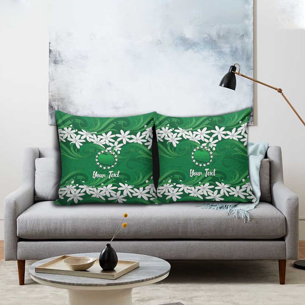 Personalised Cook Islands Rarotonga Pillow Cover Tiare Maori Polynesian Waves Tattoo