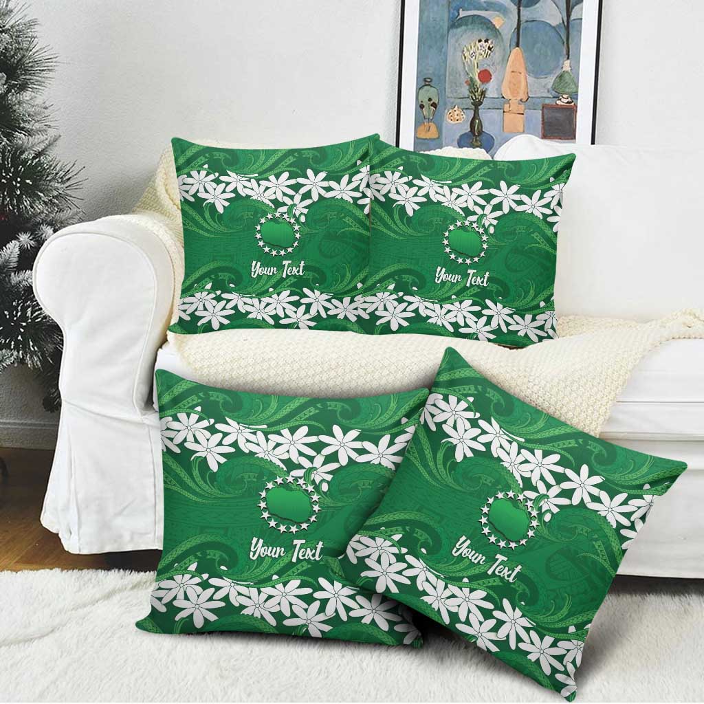 Personalised Cook Islands Rarotonga Pillow Cover Tiare Maori Polynesian Waves Tattoo