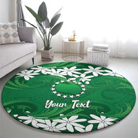 Personalised Cook Islands Rarotonga Round Carpet Tiare Maori Polynesian Waves Tattoo