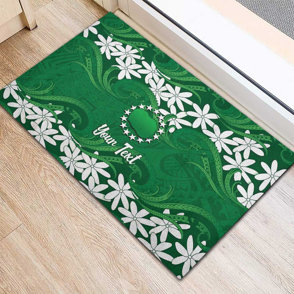 Personalised Cook Islands Rarotonga Rubber Doormat Tiare Maori Polynesian Waves Tattoo