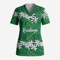 Personalised Cook Islands Rarotonga Scrub Top Tiare Maori Polynesian Waves Tattoo