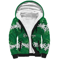 Personalised Cook Islands Rarotonga Sherpa Hoodie Tiare Maori Polynesian Waves Tattoo