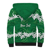 Personalised Cook Islands Rarotonga Sherpa Hoodie Tiare Maori Polynesian Waves Tattoo