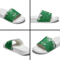 Personalised Cook Islands Rarotonga Slide Sandals Tiare Maori Polynesian Waves Tattoo