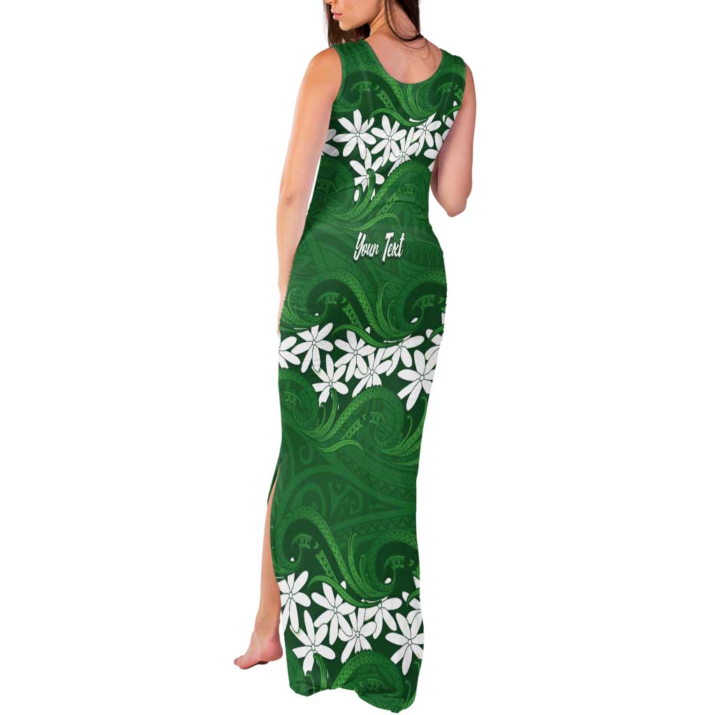 Personalised Cook Islands Rarotonga Tank Maxi Dress Tiare Maori Polynesian Waves Tattoo