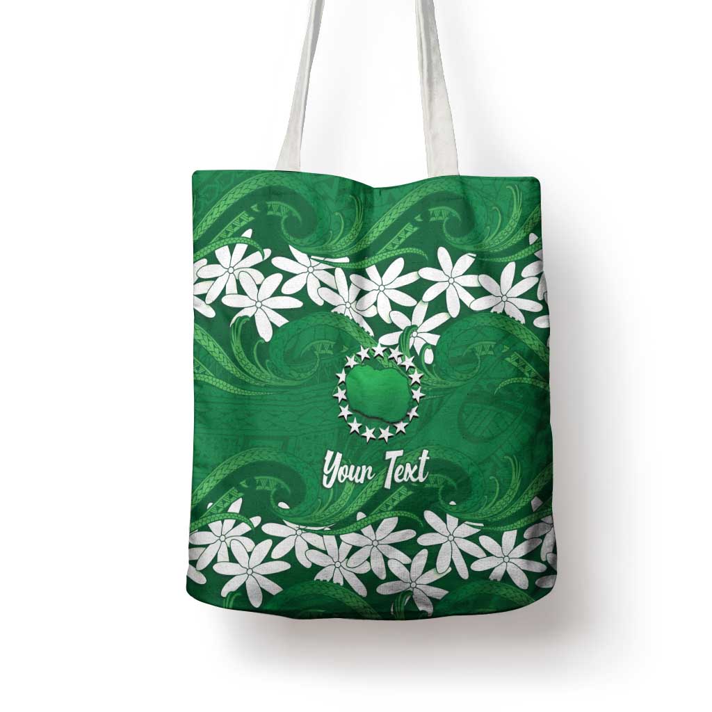Personalised Cook Islands Rarotonga Tote Bag Tiare Maori Polynesian Waves Tattoo